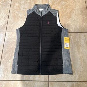 NWT black and heather grey Browning women's quilted puffer vest Size XL